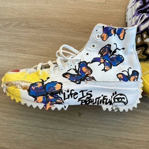 Custom converse platform sneakers brand new art work one of a kind men’s 9.5 w11 - Picture 3 of 7